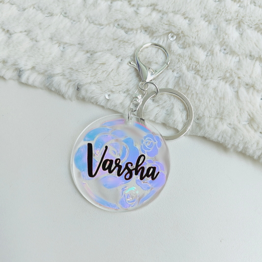 Custom keychain- Round Rose