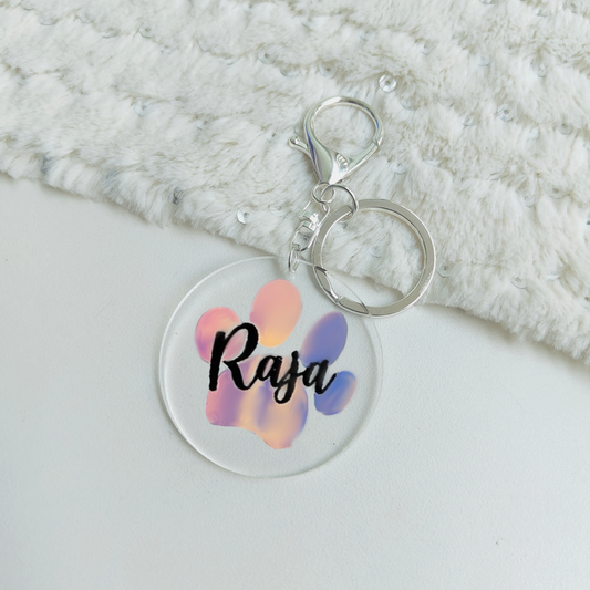 Custom keychain- Round Paw